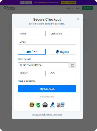 Popup Checkout Page