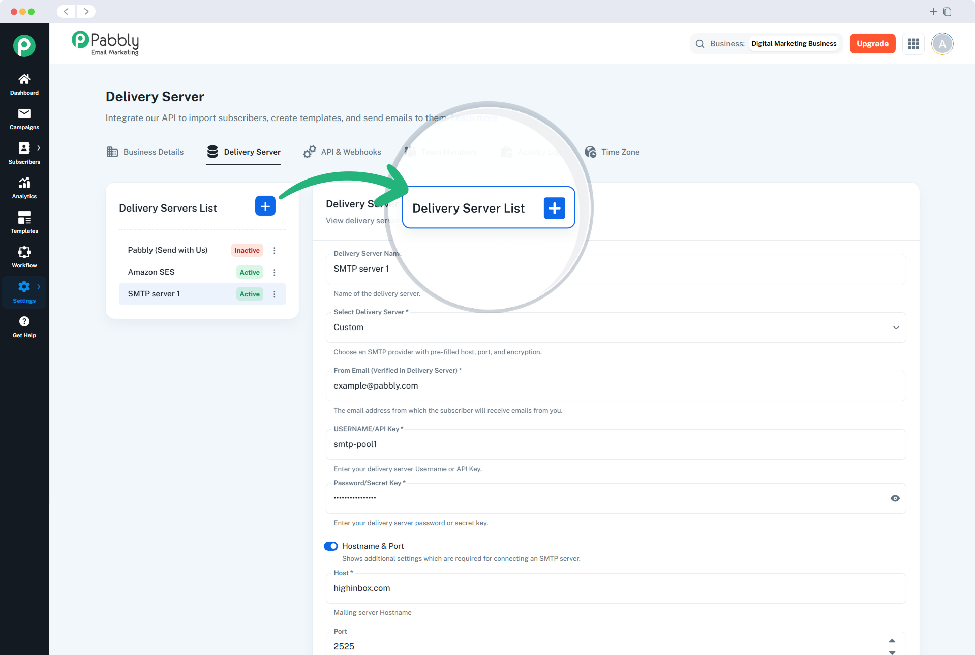Add Delivery Server