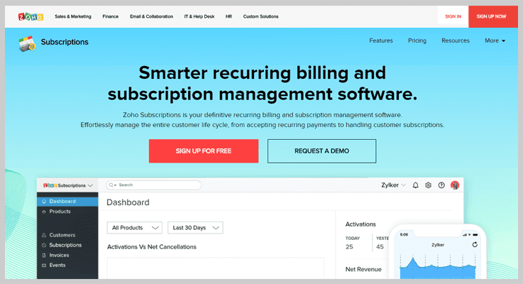 Zoho - Subscription Billing Software