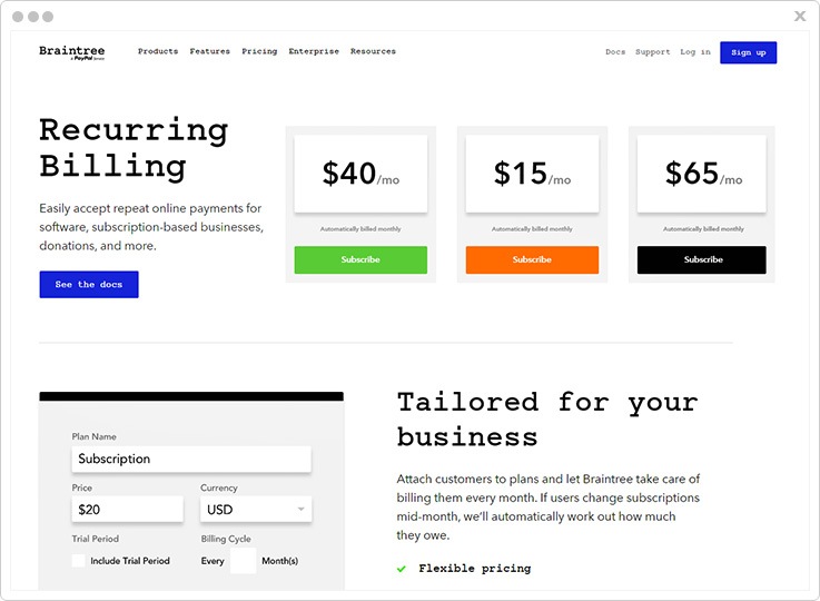 Cheap Subscription Billing Software by Braintree