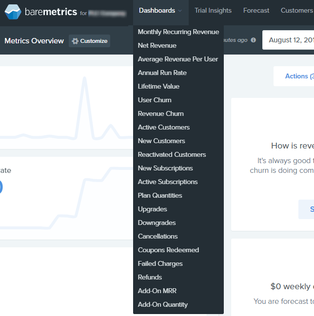 Dropdown dashboard