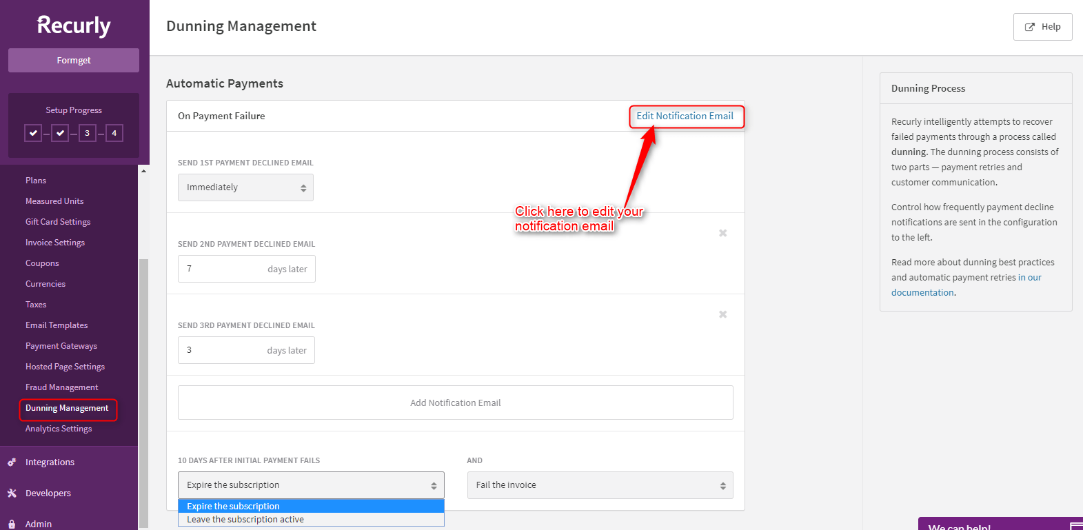 Dunning management-automatic-payments