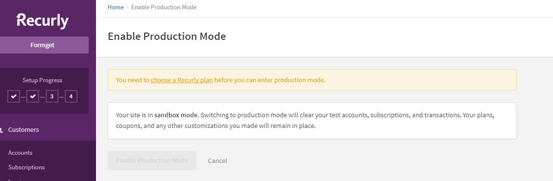 Go live-enable production mode