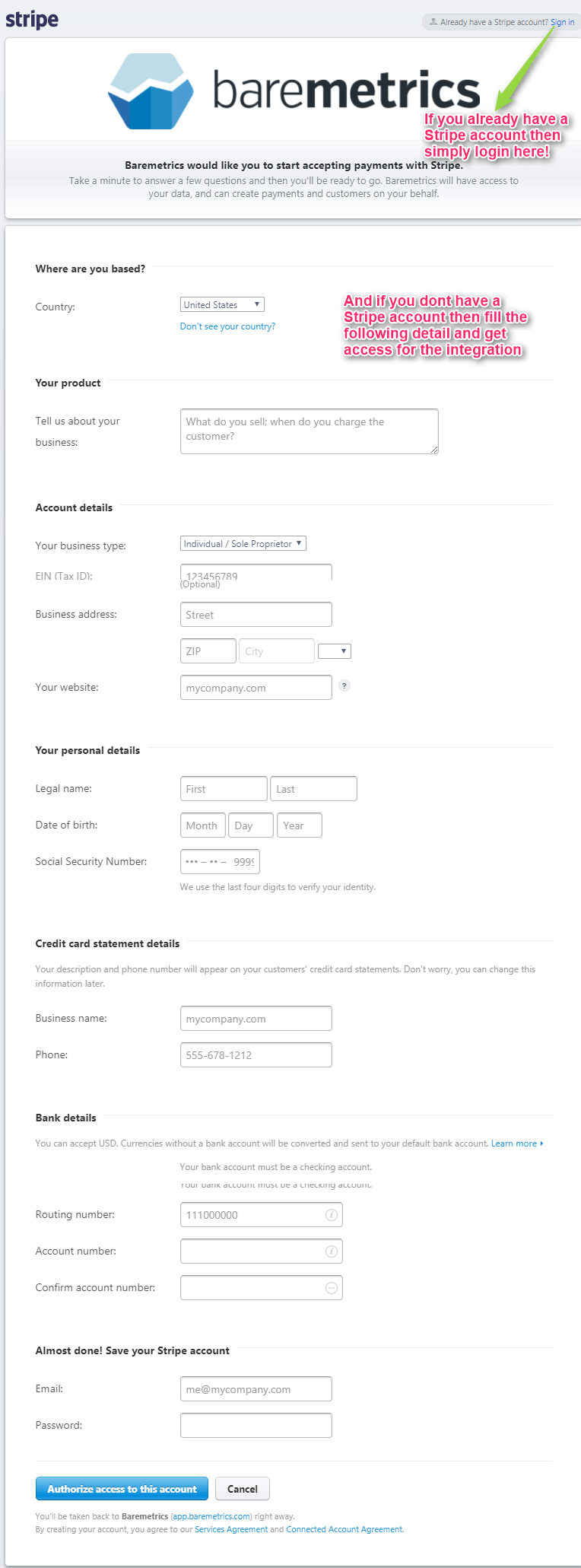 Stripe Connect with Baremetrics