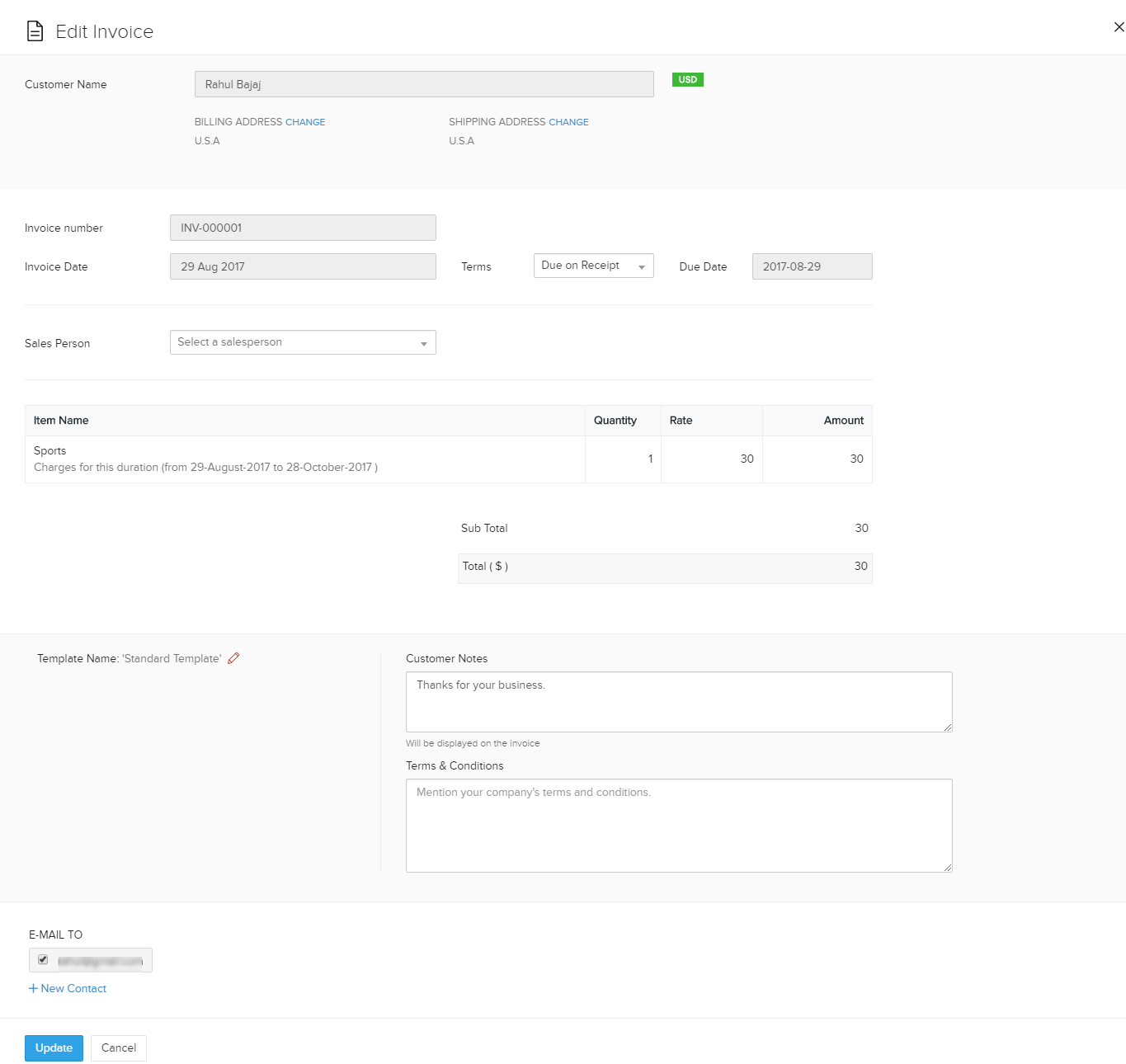 zoho invoice