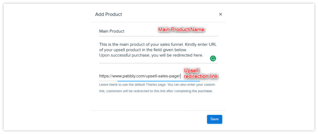 Redirects to the Upsell Product