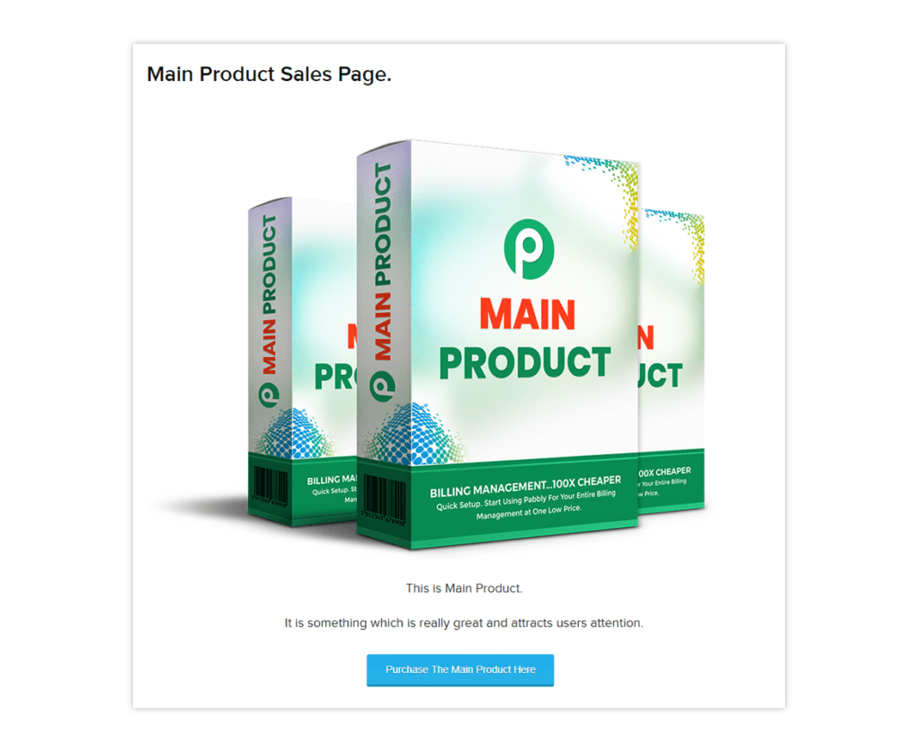 Main Product Sales Page
