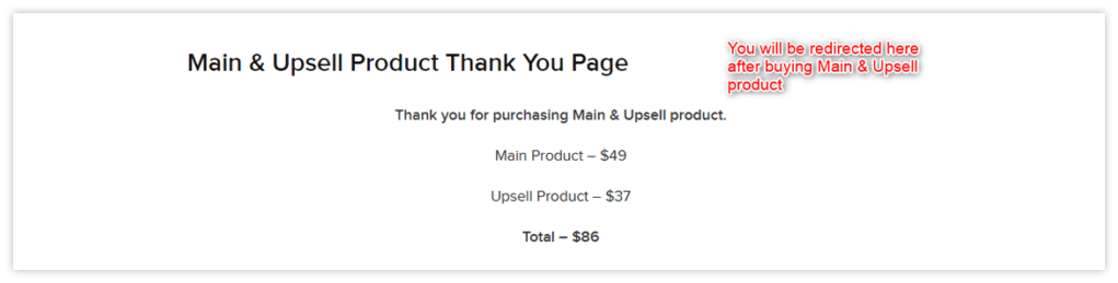 Main & upsell Product Thanks Page