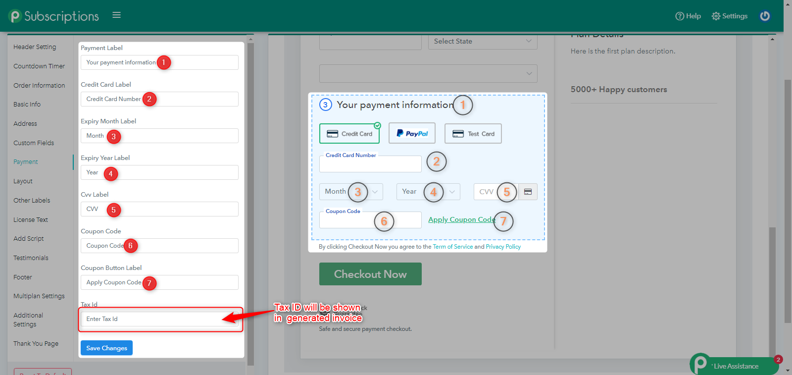 Payment Information Setting