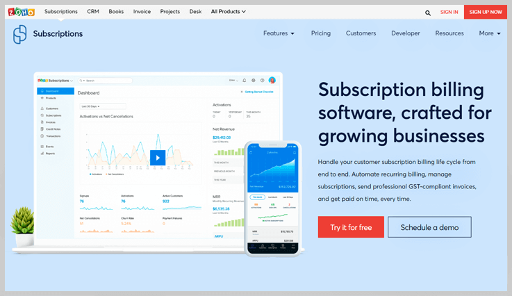 Zoho Subscription - Saas Billing Software