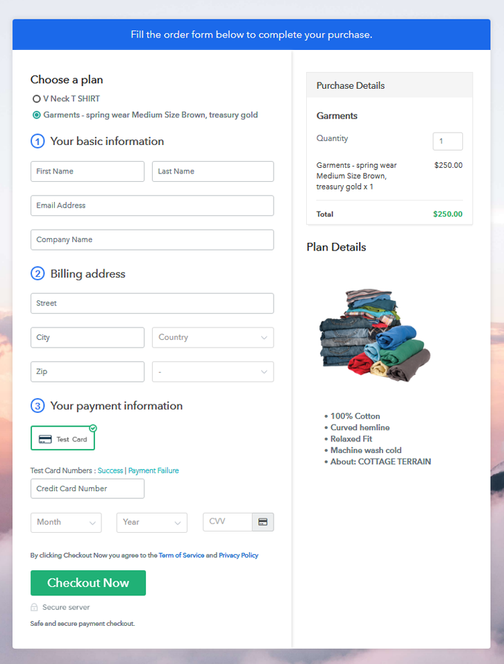 Multiplan Checkout Page 