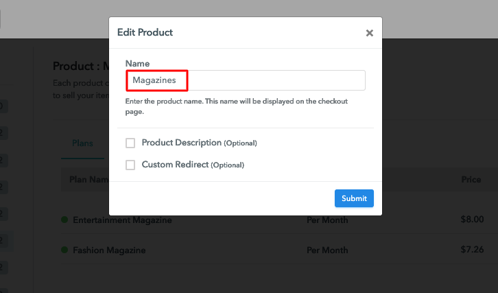 Add Product Name to Sell Magazines Online