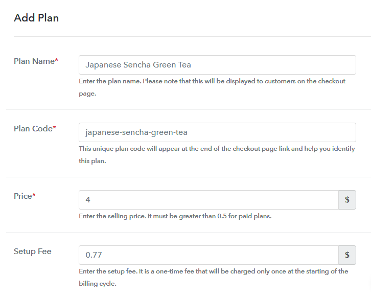 Specify the Plan & Pricing Details to Sell Tea Online