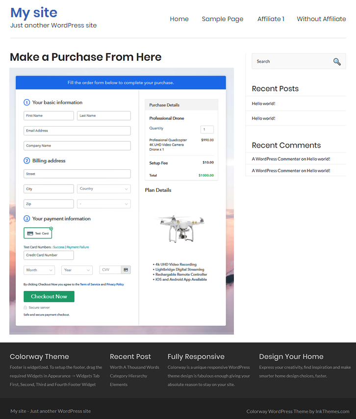 Final Look of your Checkout Page to Sell drone Online