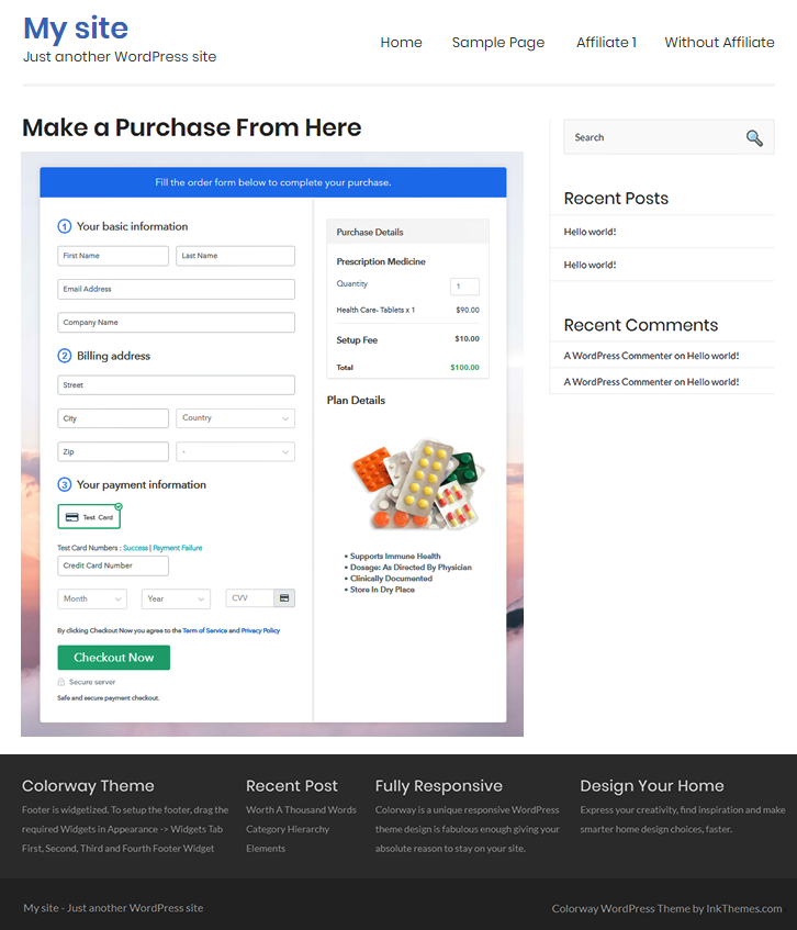 Final Look of your Checkout Page to Sell Medicine