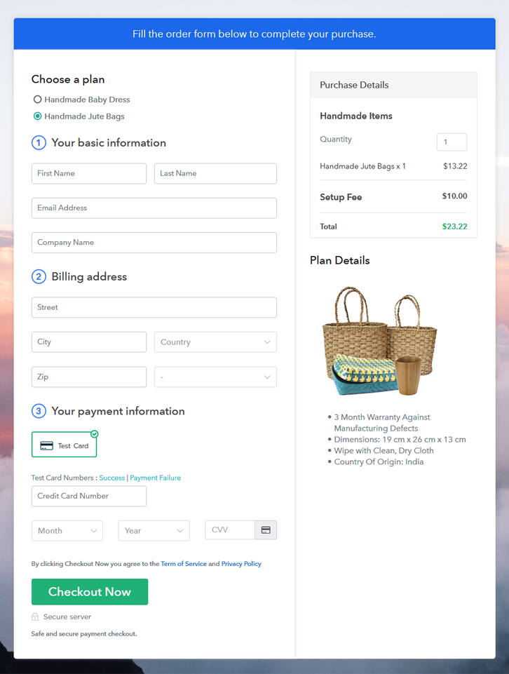 Multiplan Checkout Page 