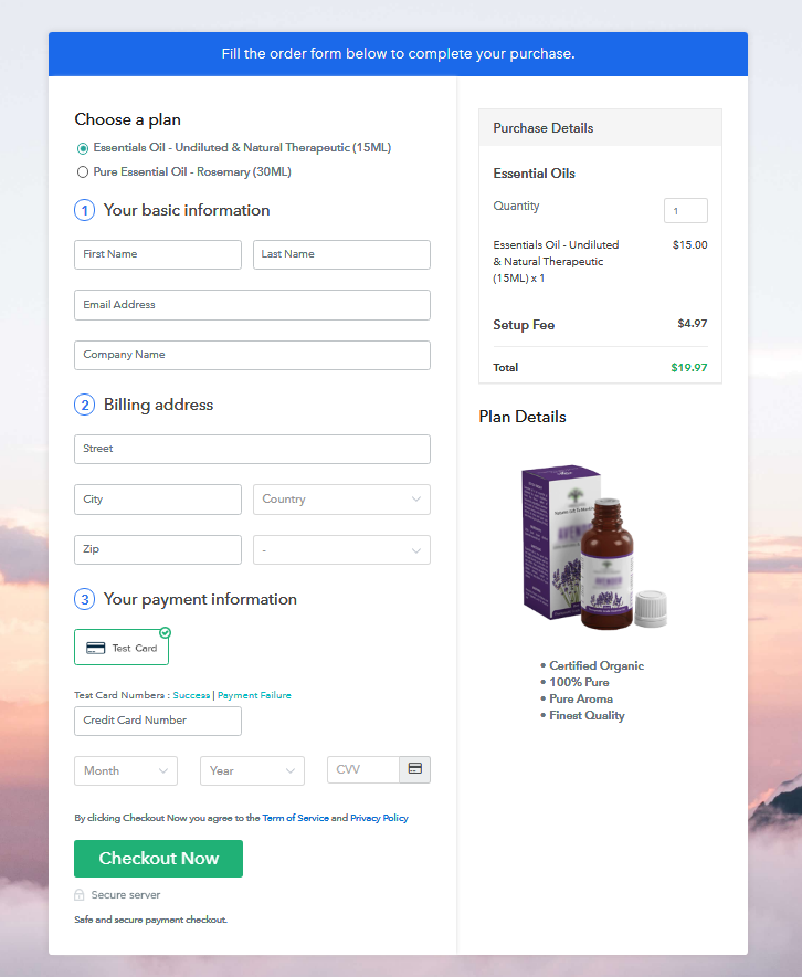 Multiplan Checkout Page Essential Oil