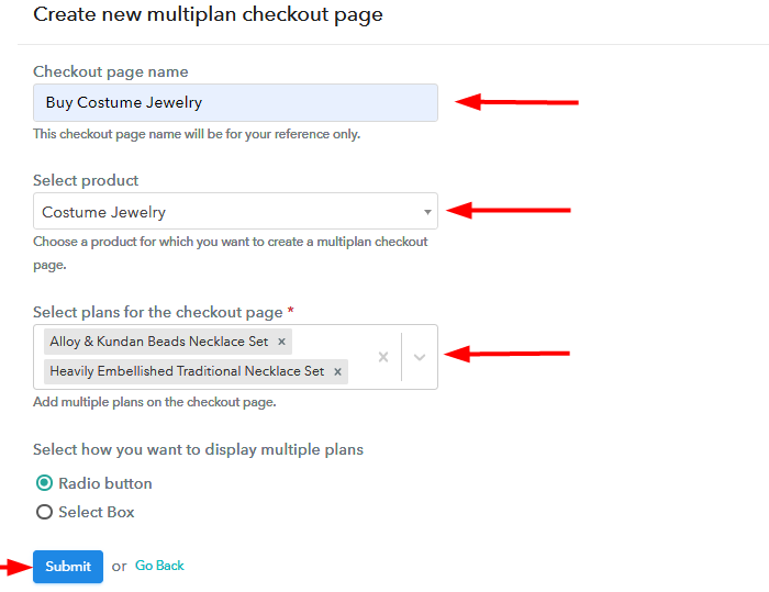 Create Multiple Checkout Page