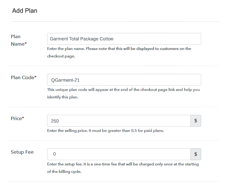 Specify the Plan & Pricing Details