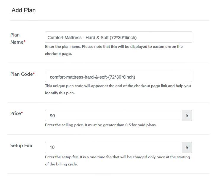 Specify the Plan and Pricing to Sell Mattress Online