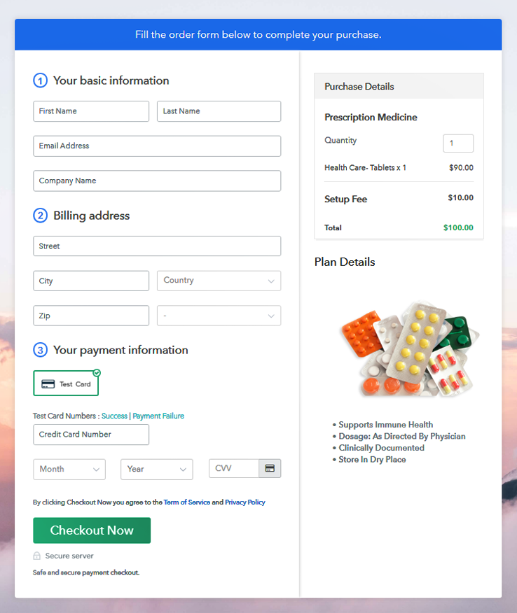 Checkout Page to Sell Medicine