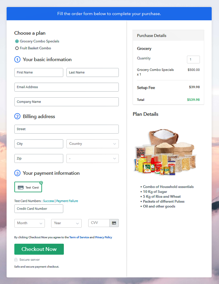 Multiplan Checkout Page