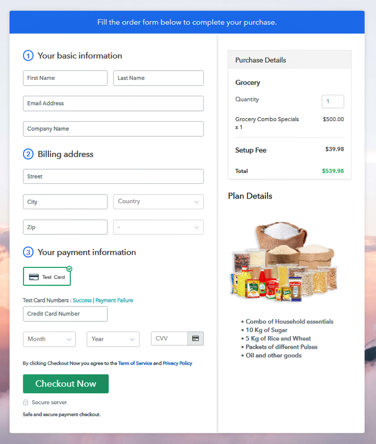 Checkout Page to Start Grocery Business Online