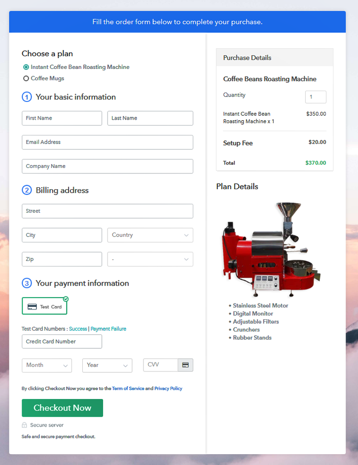 multiplan Checkout of Coffee Beans Roasting Machine Online 