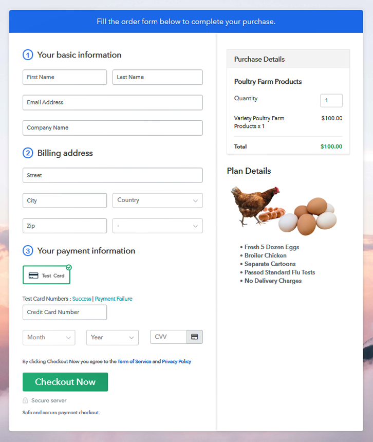 checkout to sell poultry farm products online