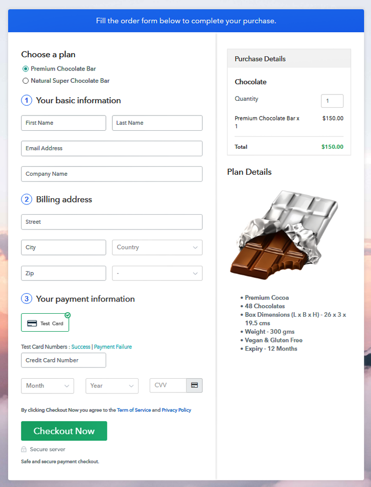 preview of multiplan checkout page