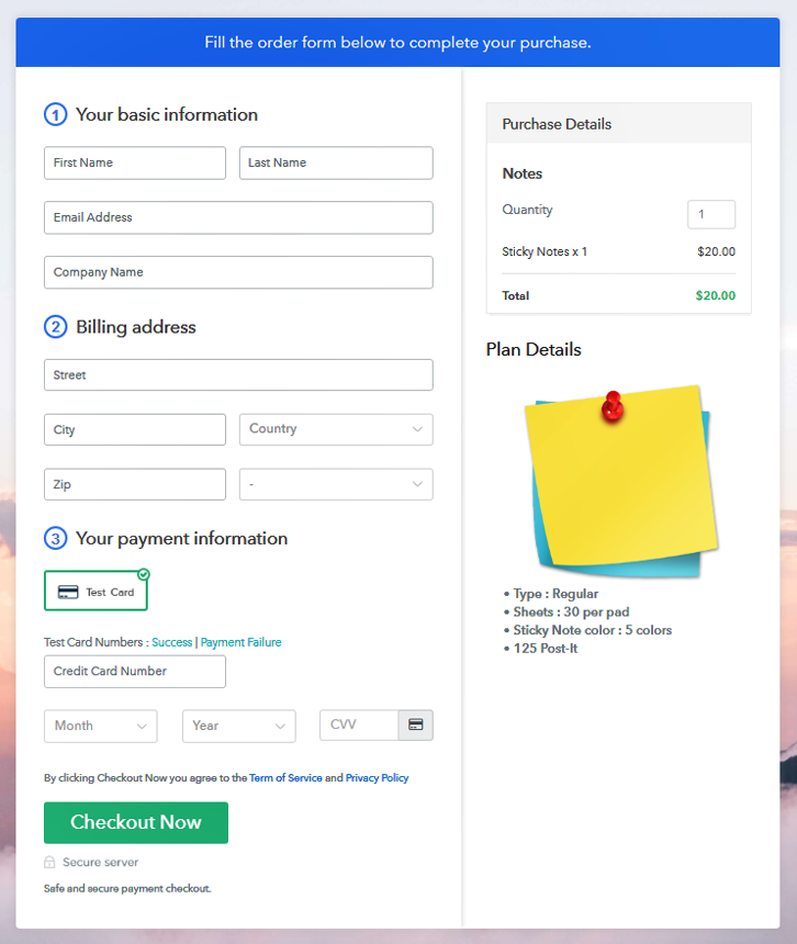 Checkout Page to Start Selling Notes Online