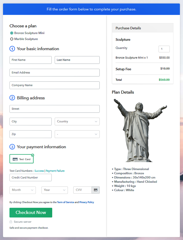 multiple sculptures on single checkout page