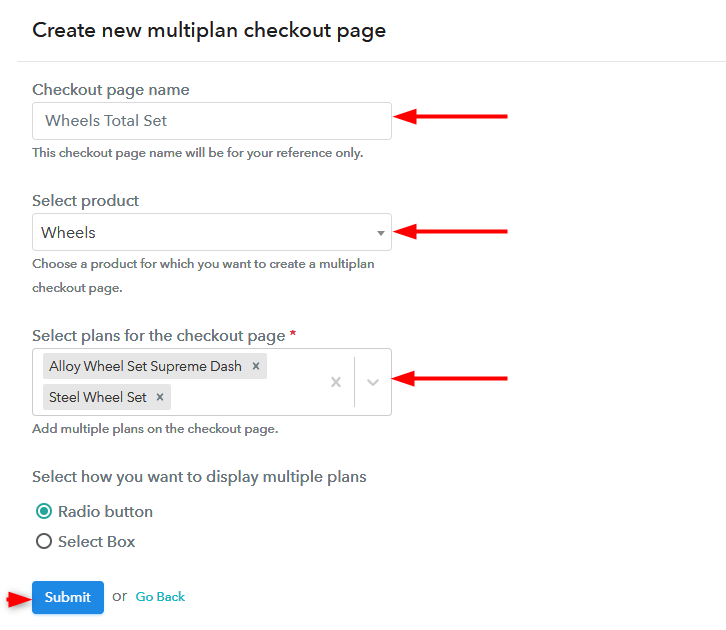 multiplan checkout page sell wheels