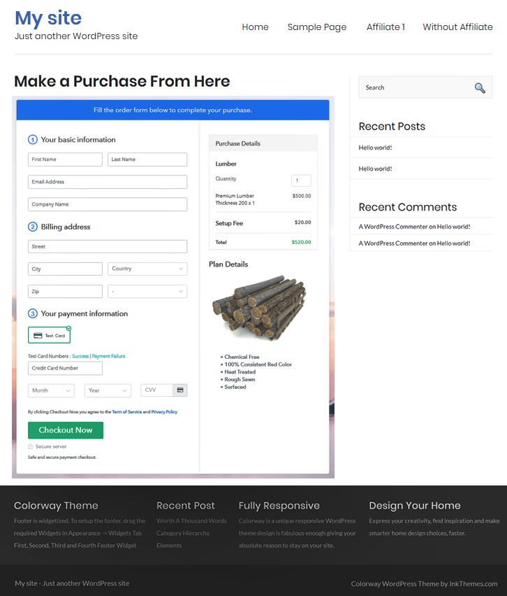 Embed Checkout to Sell Lumber Online