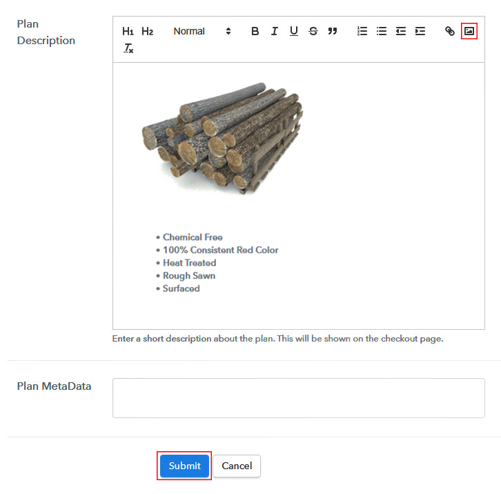 Add description to Sell Lumber Online