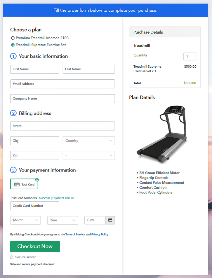 Multiplan Checkout to Sell Treadmills Online