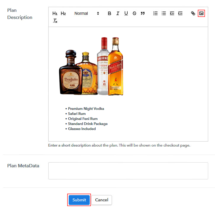 Add Description to Sell Drinks Online
