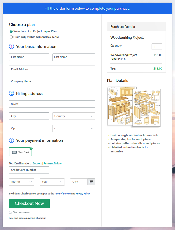 Multiplan Checkout to Sell Woodworking Projects Online