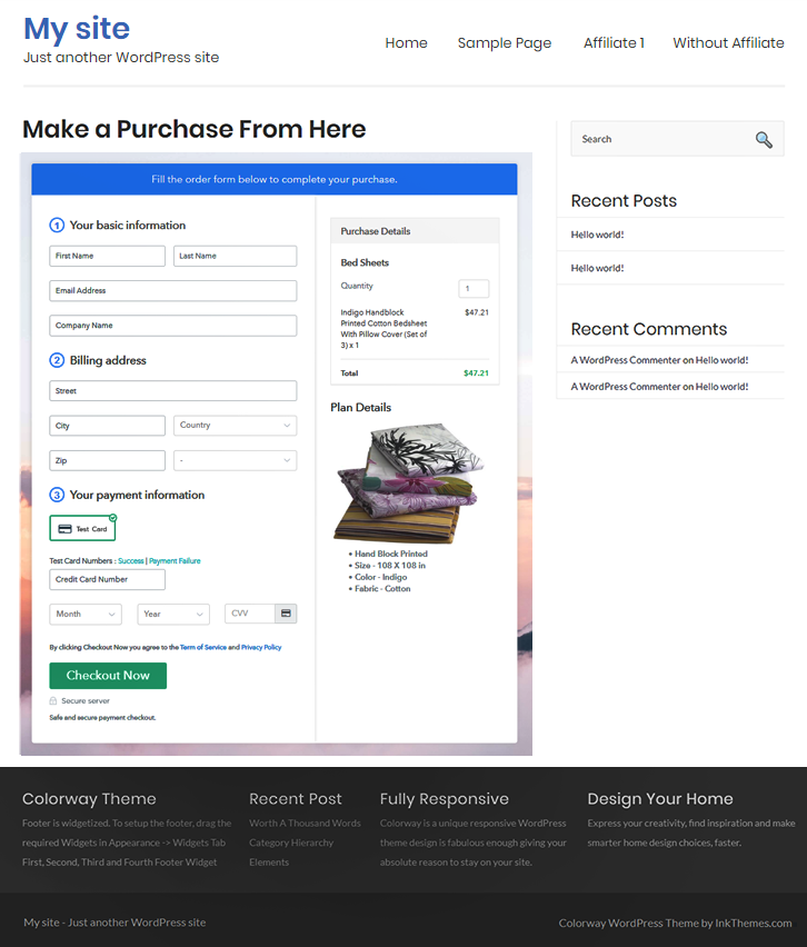 Add Checkout Page to Sell Bed Sheets Online