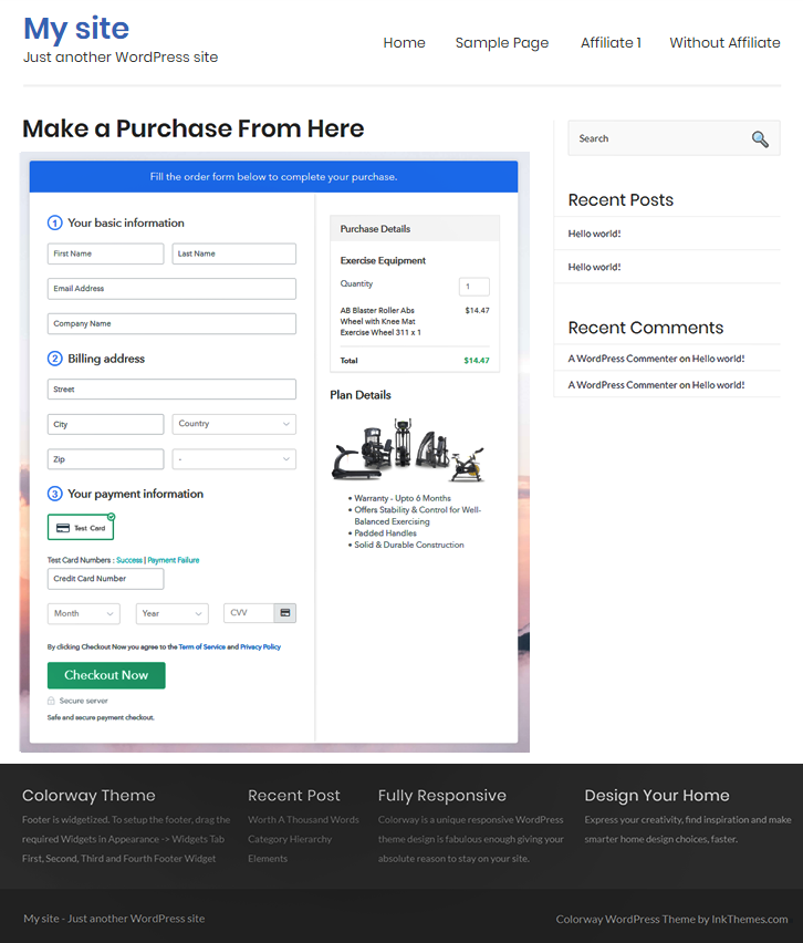 Add Checkout Page to Sell Exercise Equipment Online