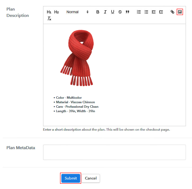 Add Image to Sell Scarves Online