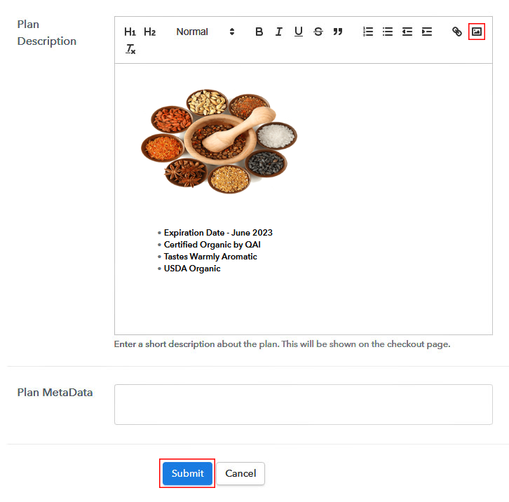 Add Image to Sell Spices Online