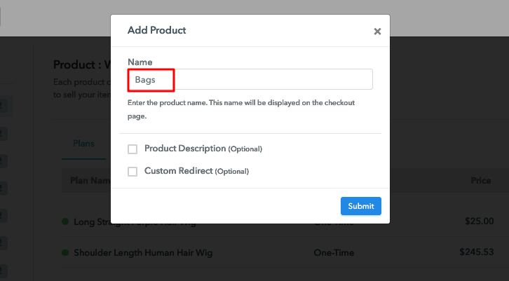 Add Product Name to Sell Bags Online
