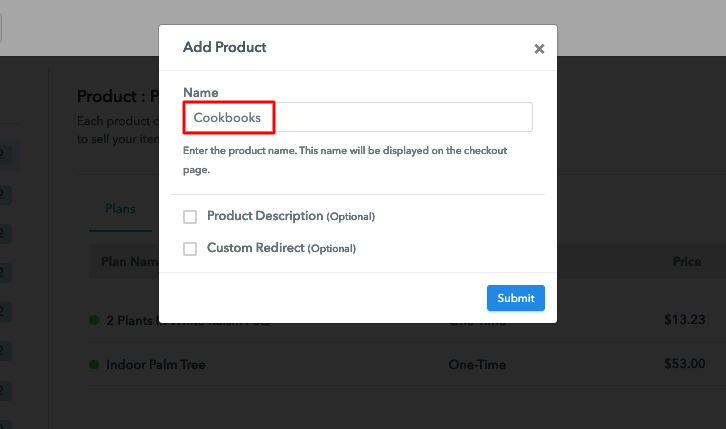 Add Product Name to Sell Cookbooks Online
