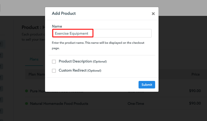 Add Product Name to Sell Exercise Equipment Online