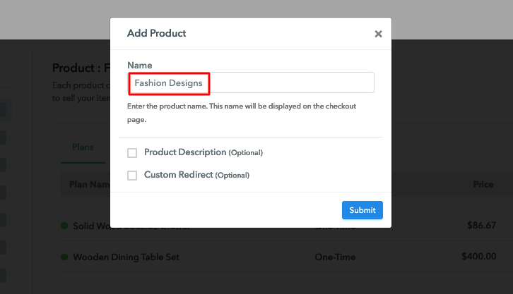 Add Product Name to Sell Fashion Designs Online