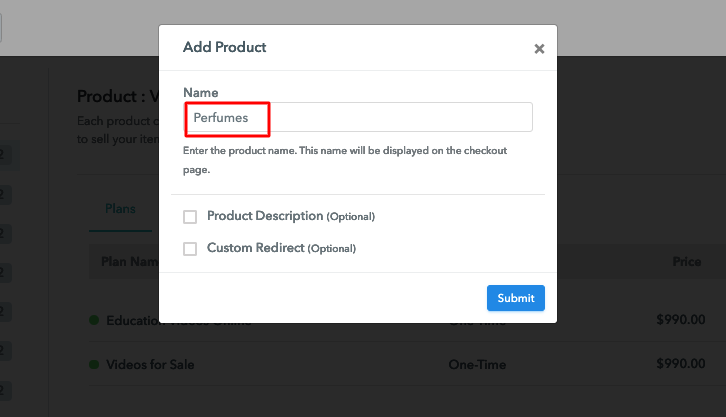 Add Product Name to Sell Perfumes Online