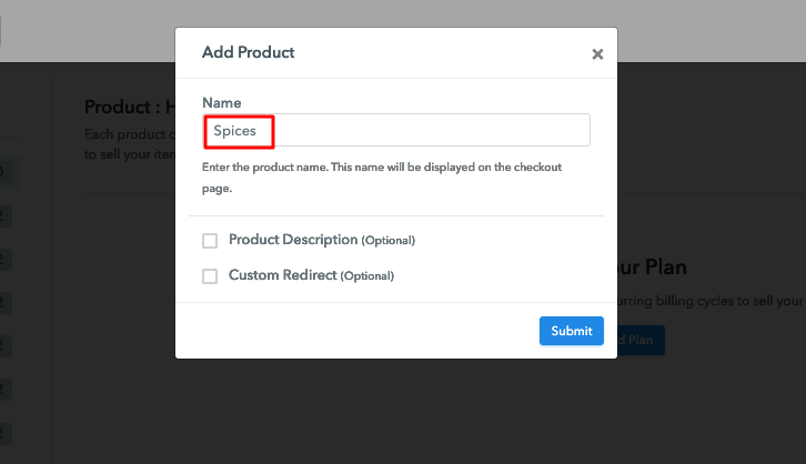 Add Product Name to Sell Spices Online