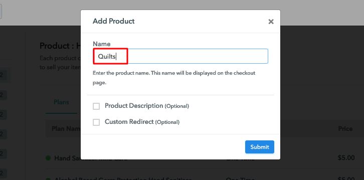 Add Product Name to Sell Quilts Online