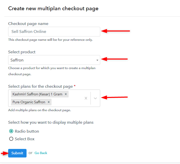 Create Multiplan Checkout Page 2